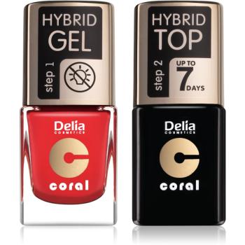 Delia Cosmetics Coral Nail Enamel Hybrid Gel kosmetická sada pro ženy odstín 01