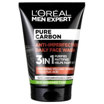 L´Oréal Paris Čisticí gel proti nedokonalostem pleti 3 v 1 Men Expert Pure Carbon (Anti-Imperfection Daily Face Wash) 100 ml