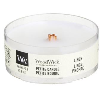 WoodWick Aromatická malá svíčka s dřevěným knotem Linen 31 g
