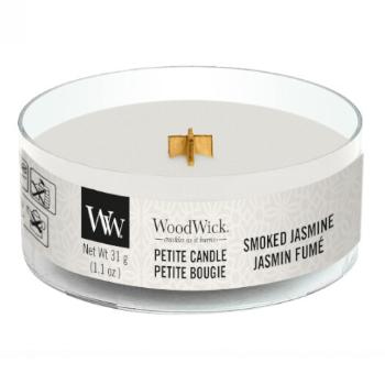WoodWick Aromatická malá svíčka s dřevěným knotem Smoked Jasmine 31 g