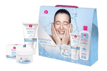 Dermacol Aqua Beauty pro ženy denní pleťová péče 50 ml + mycí gel na obličej 3 v 1 150 ml + čisticí micelární voda 400 ml dárková sada
