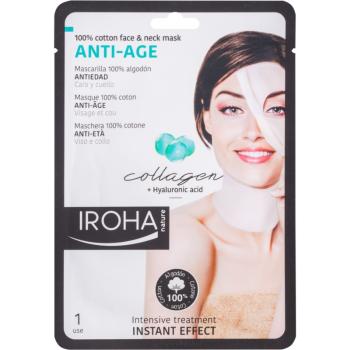 Iroha Anti - Age Collagen bavlněná maska na obličej a krk s kolagenem a hyaluronovým sérem