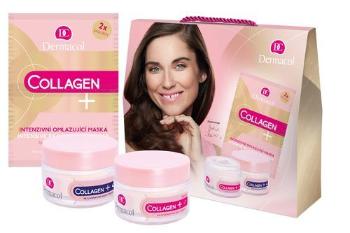 Dermacol Collagen+ pro ženy denní pleťová péče SPF 10 50 ml + noční pleťová péče 50 ml + pleťová maska Intensive Rejuvenating 2 x 8 g dárková sada