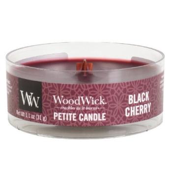 WoodWick Aromatická malá svíčka s dřevěným knotem Black Cherry 31 g