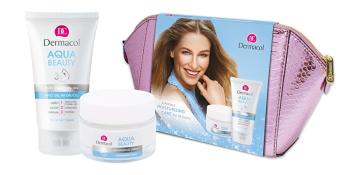 Dermacol Aqua Beauty hydratační krém 50 ml + mycí gel na obličej 150 ml + kosmetická taštička dárková sada
