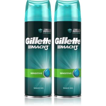 Gillette Mach3 Sensitive gel na holení se zklidňujícím účinkem pro muže 2 x 200 ml