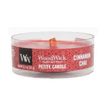 WoodWick Aromatická malá svíčka s dřevěným knotem Cinnamon Chai 31 g