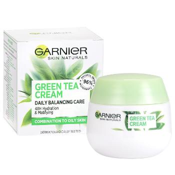 Garnier Krém s výtažky ze zeleného čaje pro smíšenou až mastnou pleť Skin Naturals (Green Tea Cream) 50 ml