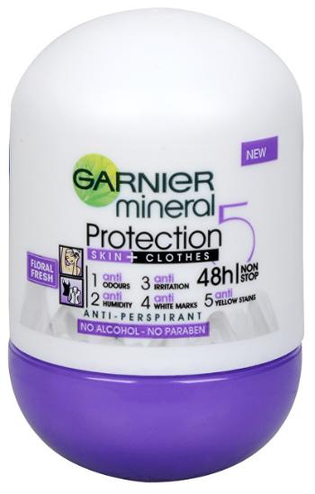 Garnier Minerální antiperspirant 5 Protection Floral Fresh 48h Roll-on pro ženy 50 ml
