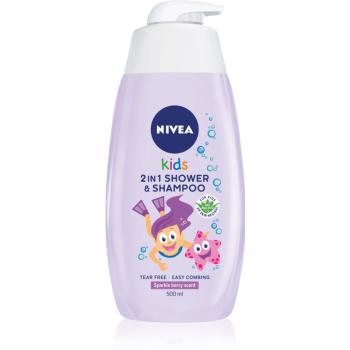 Nivea Kids Sparkle Berry sprchový gel a šampon 2 v 1 pro děti 500 ml