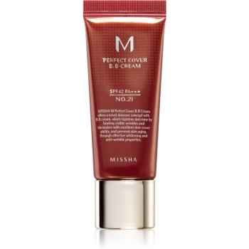 Missha M Perfect Cover BB krém s velmi vysokou UV ochranou malé balení odstín No. 21 Light Beige SPF 42/PA+++ 20 ml